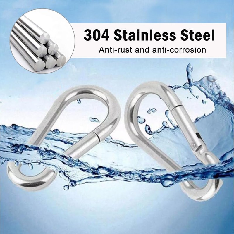 Pack of 20 Carabiner M4 Carabiner Hooks Stainless Steel 304