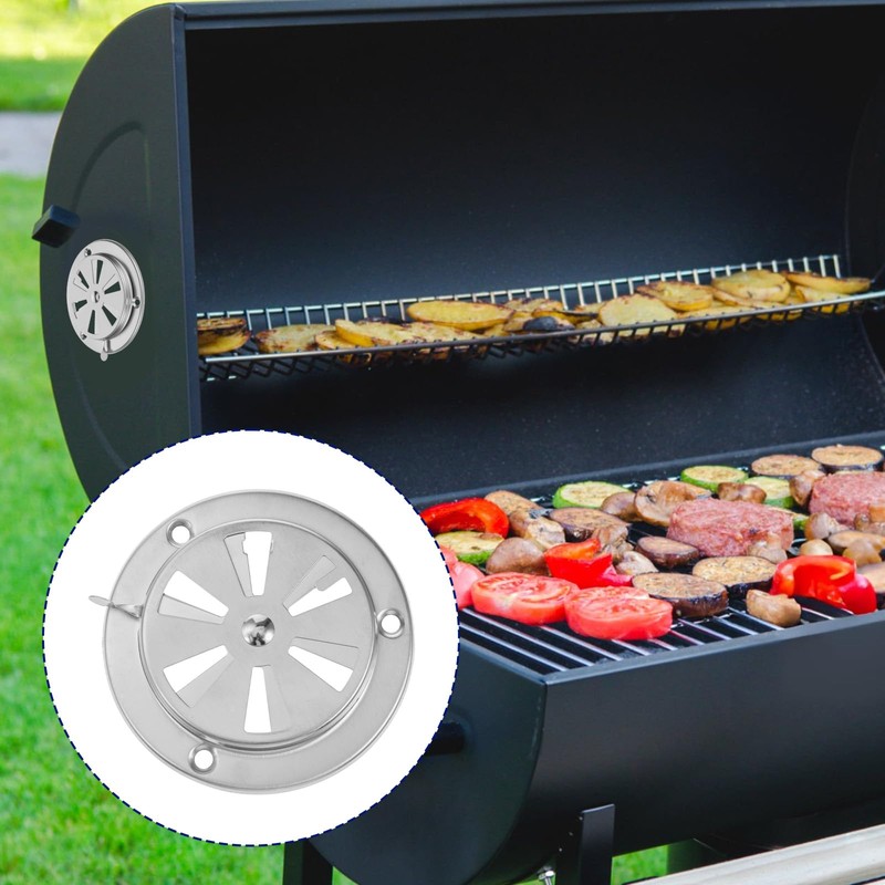 2 PCS BBQ Grill Smoker Air Vent Set, Adjustable Stainless