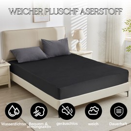 ohano Waterproof Mattress Protector 90 x 200 cm, Fine Flannel Microfibre Fitted Sheet, Incontinence Pad, Moisture Protection Bed Sheet, Waterproof and Breathable Mattress Cover, Black