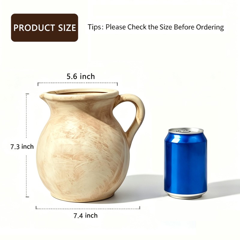 Ceramic Utensil Holder & Crock Farmhouse Rustic Light Clay with