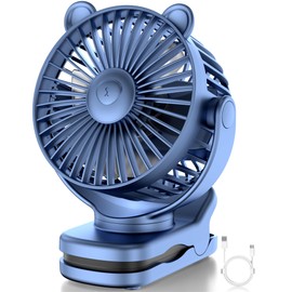 GOTOTO Clip on Fan, Rechargeable Portable Fan with 2000mAh Battery Operated, Small Fan with Powerful Clip Design, 3 Wind Speed, 360° Rotation, Ultra-Low Noise Level Personal Fan for Travel
