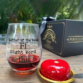 Sight Words Wine Glass Gift for Teacher, Teacher Appreciation Gift for Women New Teacher, Funny Back to School Present from Students, Thank you Gifts for Coworker, Retirement Birthday Christmas Gift