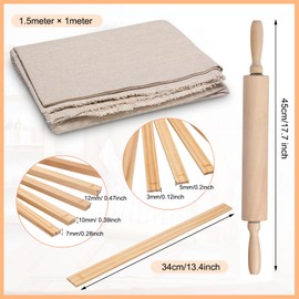 Newtay 12 Pcs Pottery Tools Include 1 Wood Rolling Pin Sculpting Polymer Clay Tools 1 Portable Pottery Wedging Board/Linen Tablecloth and 10 Pcs 5 Size Teaching Rolling Mud Stick Guide (Tablecloth)