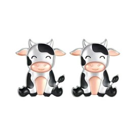 Cute Cow Stud Earrings for Women Milk Cow Dairy Cattle Animal Stud Earrings for Milk Lover-Sit Cow
