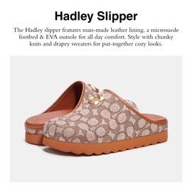 Coach Women's Hadley Signature Jacquard Slipper, Cocoa/Burnished Amber, 7