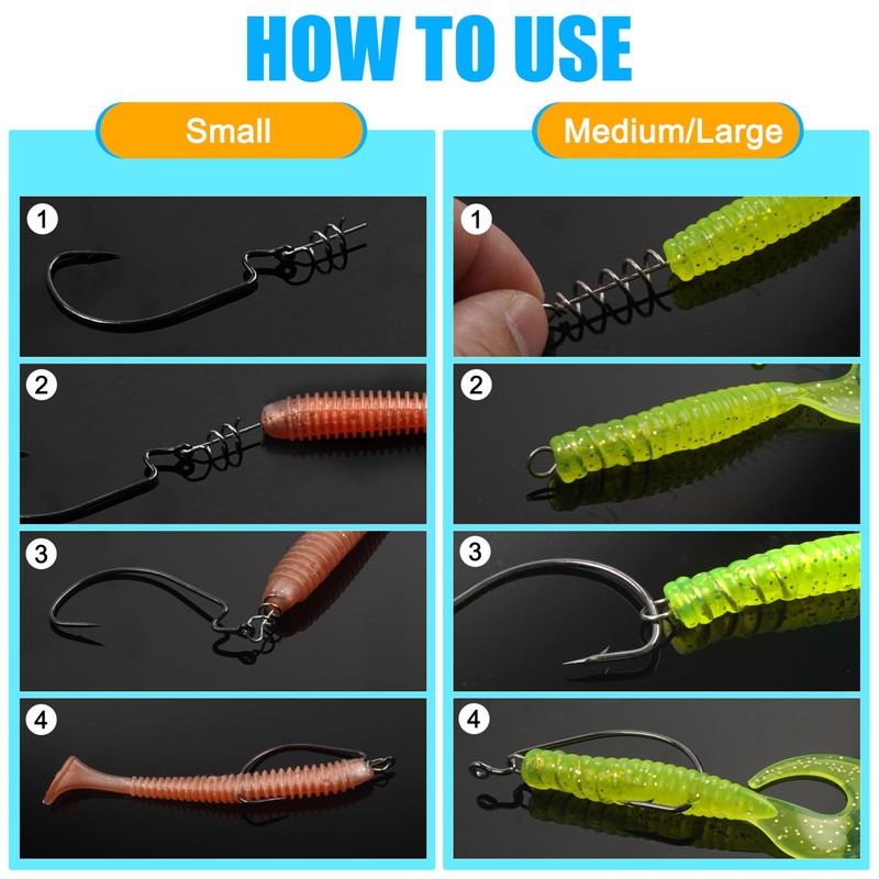 Soft Lure Bait Spring Twist Lock 150pcs Fishing Crank Hook