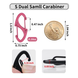 SWATOM 20PCS S Double Sided Mini Carabiner Clip Small Dual Wire Gate Carabiners Keychain Clasp Snap Hooks Tiny Key Clips EDC Accessories for Outdoor Camping Fishing Hiking (Black 20P)