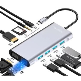 USB C Hub,Type-C Hub,11-in-1Adapter with Ethernet, 4K USB C to HDMI,VGA,USB3.0,Micro SD/TF Card Reader,Microphone/Audio, USB-C Pd 87W,Compatible for Mac Pro and Other Type C Laptops,hub USB c