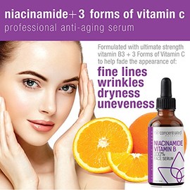 Natural Niacinamide Vitamin B wVitamin C  Hyaluronic Acid  Ultimate Strength Anti-Aging Serum for Face  May Help Smooth Appearance of Fine Lines...   