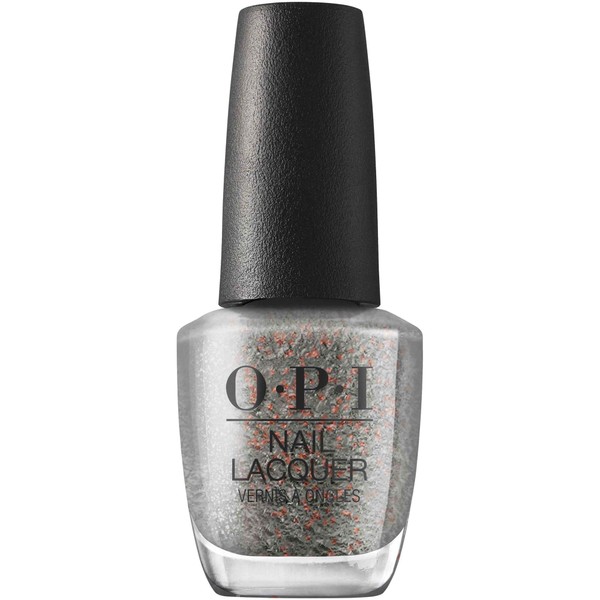 OPI Nail Lacquer, Opaque Shimmer Finish Metallic Gray & Gold Nail Polish, Up to 7 Days of Wear, Chip Resistant & Fast Drying, Holiday 2023 Collection, Terribly Nice, Yay or Neigh, 0.5 fl oz