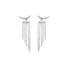 Silver Rhinestone Long Tassel Pendant Earrings for Women Wedding Dance