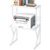 aboxoo Desktop Printer Stand with 3 Tier Wood Storage Shelves,Under