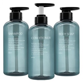 Bathroom Dispenser 3-Piece Refill Bottles Teal