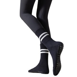 Irisbear Womens Pilates Socks Non Slip Yoga Socks Barre Hospital Athletic Socks for Women 1 PACK BLACK