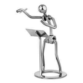 Broadway Gift 7" Silver-Tone Orchestra Conductor Figurine - Metal Orchestra Director Statue - Industrial Choir Teacher Figure