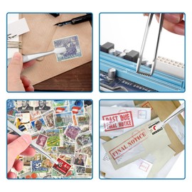 nalaina 2 Piece Set Flat Stainless Steel Stamp Stainless Steel Stamp Collecting Stamp Tweezers Multi-purpose Anti-Slip