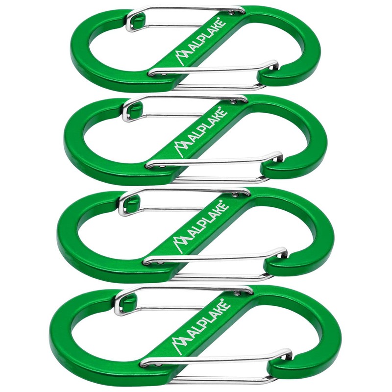 ALPLAKE ® - Pack of 4 Material Carabiners, Double Carabiner,
