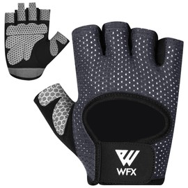 WFX Cycling Gloves Bike Gloves Mountain Road Bike Gloves Anti-slip Shock-absorbing Pad Breathable Half Finger Bicycle Biking Gloves for Men & Women (Medium, Gray)