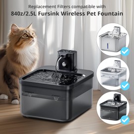 12 Packs Replacement Filters for 84oz/2.5L Fursink Wireless Pet Water Fountain, ITSCUTE Cat Water Fountain Filter, Triple Filtration Pet Water Fountain Filter Replacement(12 Filters & 12 Sponges)