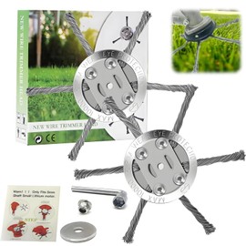 LILITUAN Steel Wire Grass Trimmer Head，6 Inch Steel Wire Brush Cutter Trimmer Head，Pack of 2，Wire Weed Trimmer Head，String Trimmer Replacement Head Suitable for 5mm Spindle Lawn Mower