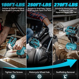 Cordless Impact Wrench Compatible with Makita 18v Battery: 250Ft-lbs(340N.m) 3/8" Brushless Electric Impact Gun, 2400RPM High Torque Impact Driver, Power Impact Wrench, Bare Tool Only