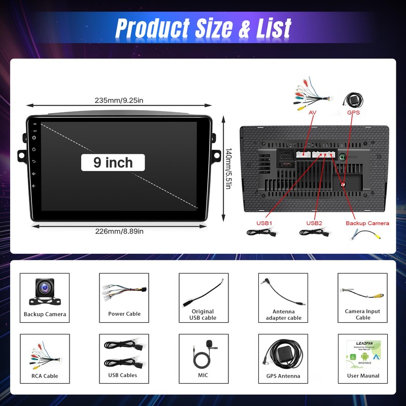 Leadfan Android Radio Stereo for Toyota Sienna 2004-2010 Wireless Carplay