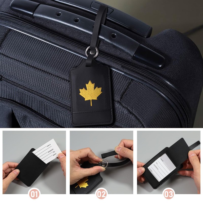 4 Pack Luggage Tag, Anyos PU Leather Travel Bag Labels