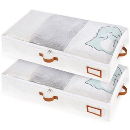 MEKOTRIN Under Bed Storage Containers, 2 Pack Underbed Storage Box, Closet Organizers and Storage Bins, Foldable Clothes Storage with Handle for Blankets Toy Comforter Sweaters Pillows Sheets(M)