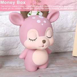 Deer Piggy Bank, Cute Elk Piggy Banks Unbreakable Plastic Money Coin Bank for Boys and Girls Animal Banks Birthday Gift for Kids