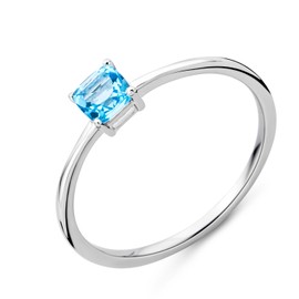Miore 9ct White Gold Ladies Solitaire Blue Topaz Ring, Gold, Topaz