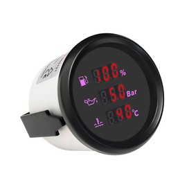 ELING 52mm Digital Multifunction Gauge with Adjustable Signal Fuel Level Meter Oil Pressure Water Temp with 8 Colors Backlight 12V 24V