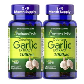 Puritan Pride Ajo Inodoro Prémium Equivalente 1000 Suplemento Dietético Tradicional Salud Corazón Apoyo Circulación Propiedades Antioxidantes 250