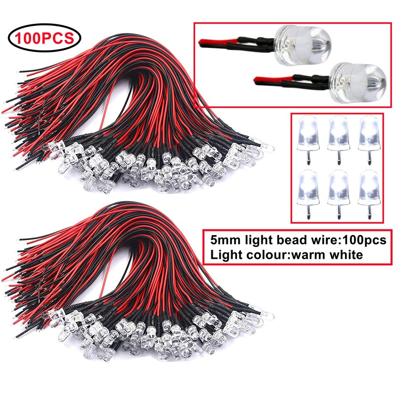 HUAZIZ Pack of 100 Pre-Wired LED, Diode Light, 12 V