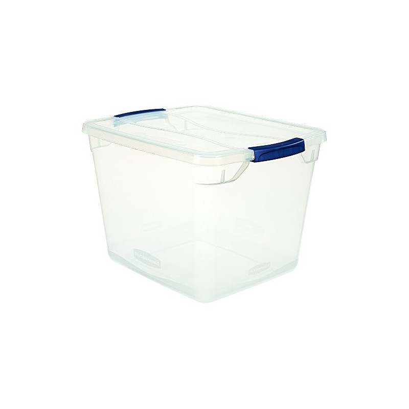 Rubbermaid Clever Store Latching Storage Tote Container, Clear, 30-Qt (FG3Q2500CLMCB)