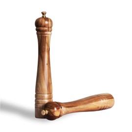 DeroTeno Salt and Pepper Mill Set, Pepper Grinder with Adjustable Stainless Steel Grinder, Salt Grinder with Ceramic Grinder, Acacia Wood, Height 30 cm / 12 inch