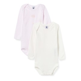 Petit Bateau Baby Girls' Striped Bodysuit with Long Sleeves (Pack of 2), Version 1, 24 Months, Variant 1, 24 months