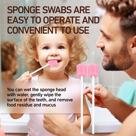 100 Pieces of Mouth Sponges on Stick for Hydration, Mouth Swabs for end of Life Care, Pink Sponge Mouth Swabs, Suitable for Tooth Cleaning Tools for The Elderly, Babies, and Pets