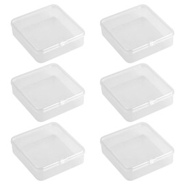 6Pcs Mini Plastic Clear Bead Storage Container Boxes with Lid Transparent Craft Box for Collecting Small Items Beads Jewelry Business Cards Stationery Accessories DIY Craft Finding (8.5*8.5*2.5cm)