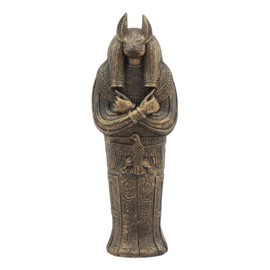 Ebros Gift Egyptian God of The Dead Anubis Sarcophagus Box with Mummy Figurine 5.25" Long God of Afterlife and Mummification Anubis Coffin Sculpture 3 Piece Set