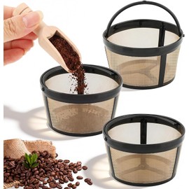 Filtro de café reutilizable de 5 tazas, cesta de filtro de café permanente con cuchara (paquete de 3)