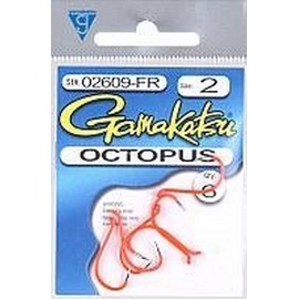 Gamakatsu 02610-FR Octopus Loose Hook (6 Pack), Size 1, Red
