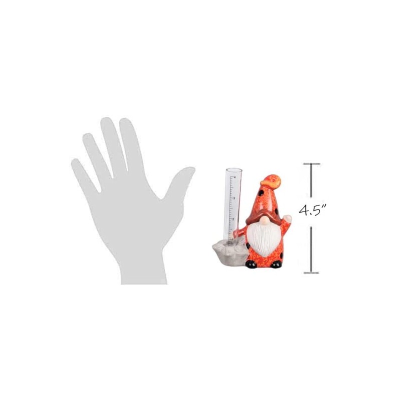 The Bridge Collection Cute Garden Gnome Rain Gauge (Ladybug)