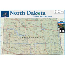 North Dakota State Poster Map - 16.5 x 23.4 Inches - Paper Laminated