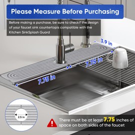 Faucet Mat for Kitchen Sink, Long Size Diatomite Fast Drying Stone Sink Tray, Super Absorbent, Prevents Moisture Buildup, Faucet Splash Guard for Bathroom Counter (Grey, 15.5*3.9Inch)