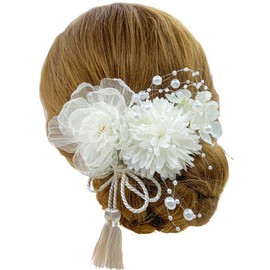 JZOON Hair Ornaments, 6-piece Set, Hair Accessories, Hair Accessories, Hair Makeup, Dried Flowers, U-Pins, Cute, Everyday, Fashionable, Concise, Kimono, Hakama, Yukata, Chiffon Ribbon Petals,
