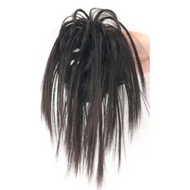 Claw Clip Messy Hair Piece Tousled Updo Messy Hair Bun Hair Scrunchies Synthetic Wavy Curly Chignon Hair Extension Ponytail Hairpieces for Women (Black Brown)