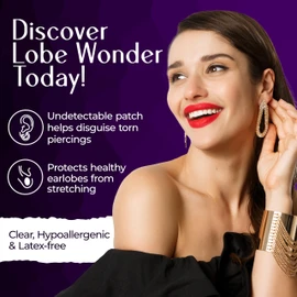 Lobe Wonder - The ORIGINAL Ear Lobe Support Patch for Pierced Ears - Eliminates the Look of Torn or Stretched Piercings - Protects Healthy Ear Lobes from Tearing - 60 Patches - Clear & Latex-Free