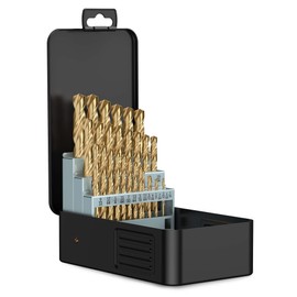 Lichamp 29-Piece HSS Drill Bit Set, High-Speed Steel Drill Bits with Titanium Coating from 1/16" to 1/2" for Metal, Cast Iron and Plastic - Comes with Indexed Steel Case