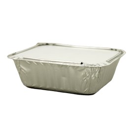 Caterpack Foil Trays With Lids, Small, Disposable Food Containers, 12.5cm x 10cm, Pack of 46
