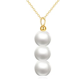 KECHO 14K Real Gold Pearl Beads Pendant Necklace 14K Solid Gold Freshwater Pearl Jewelry Anniversary Birthday Gifts for Women